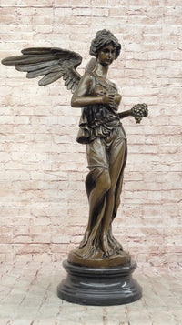 Signed Jean Patoue Winged Angel Warrior Goddess Nike Victory Bronze Sculpture