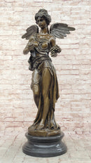 Signed Jean Patoue Winged Angel Warrior Goddess Nike Victory Bronze Sculpture