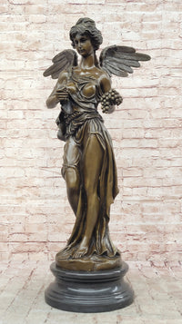 Signed Jean Patoue Winged Angel Warrior Goddess Nike Victory Bronze Sculpture