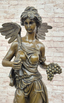 Signed Jean Patoue Winged Angel Warrior Goddess Nike Victory Bronze Sculpture