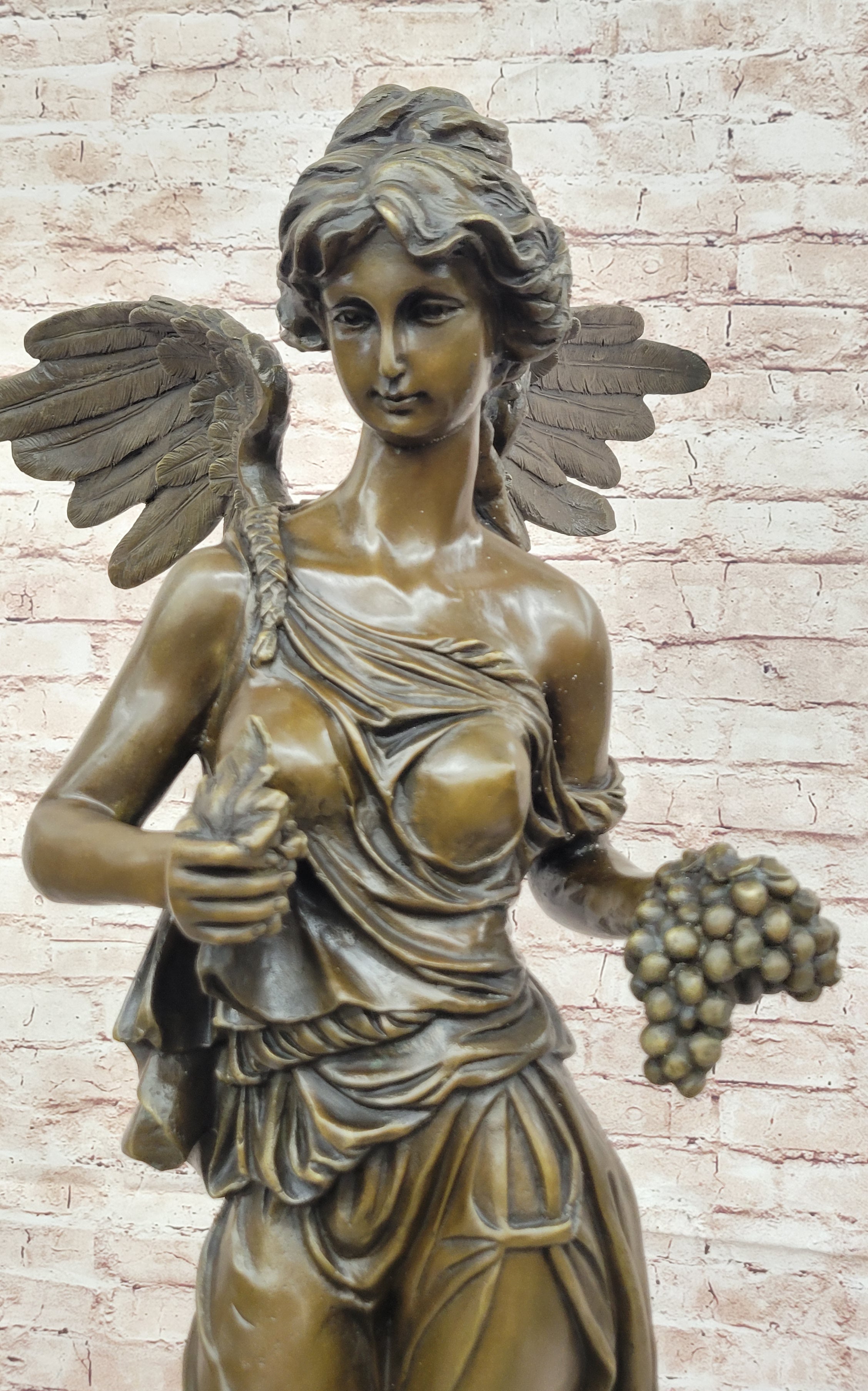 Signed Jean Patoue Winged Angel Warrior Goddess Nike Victory Bronze Sculpture