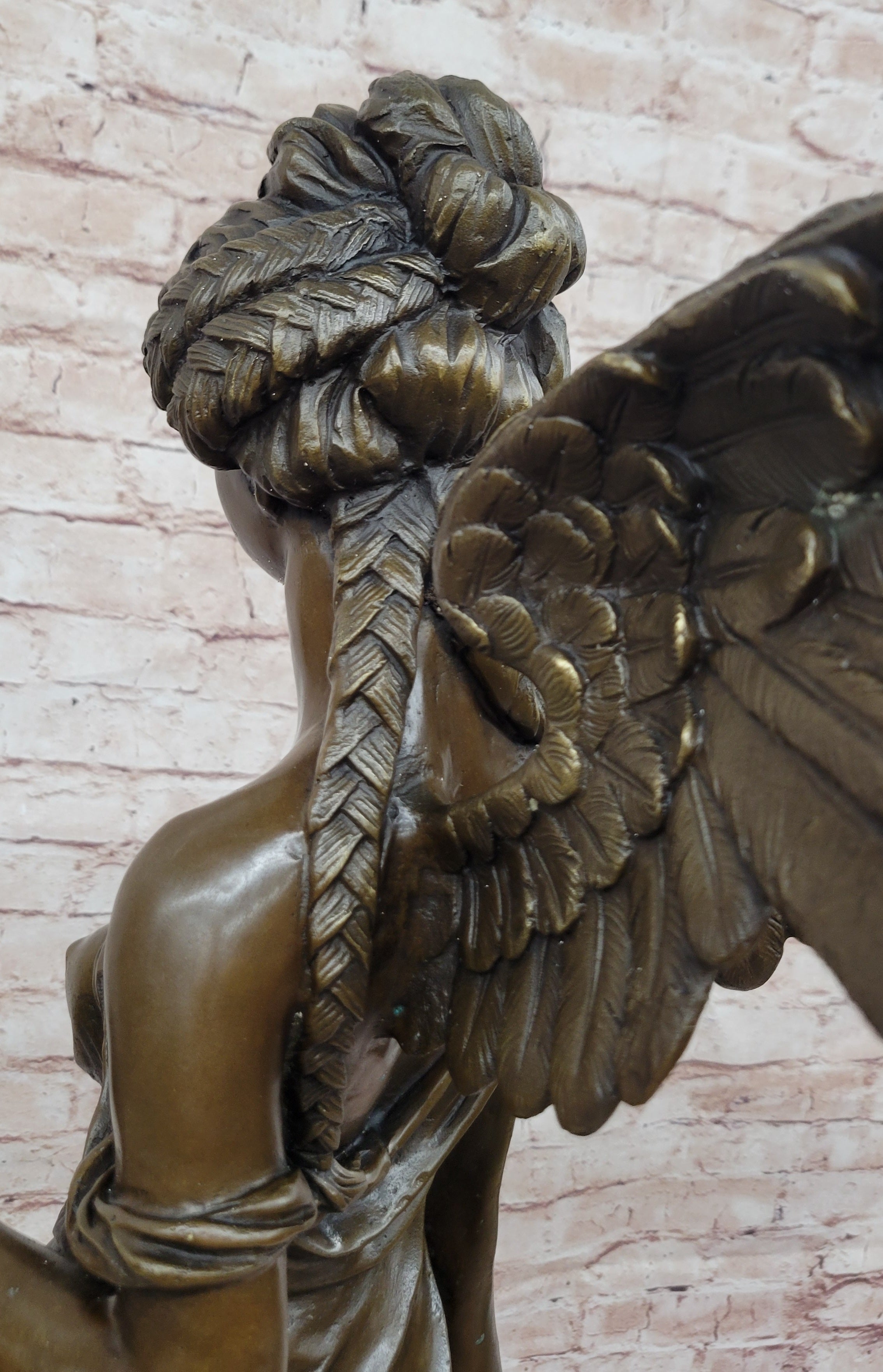 Signed Jean Patoue Winged Angel Warrior Goddess Nike Victory Bronze Sculpture