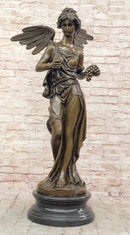 Signed Jean Patoue Winged Angel Warrior Goddess Nike Victory Bronze Sculpture