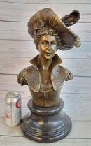 Bronze Bust of Victorian Edwardian Woman in Hat