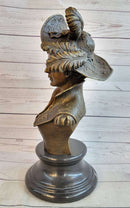 Bronze Bust of Victorian Edwardian Woman in Hat