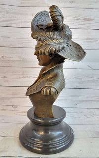 Bronze Bust of Victorian Edwardian Woman in Hat