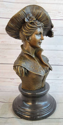 Bronze Bust of Victorian Edwardian Woman in Hat