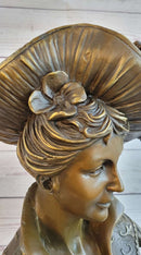 Bronze Bust of Victorian Edwardian Woman in Hat