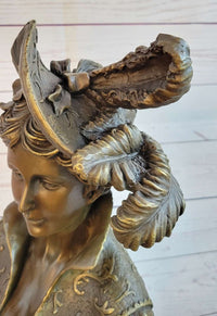 Bronze Bust of Victorian Edwardian Woman in Hat