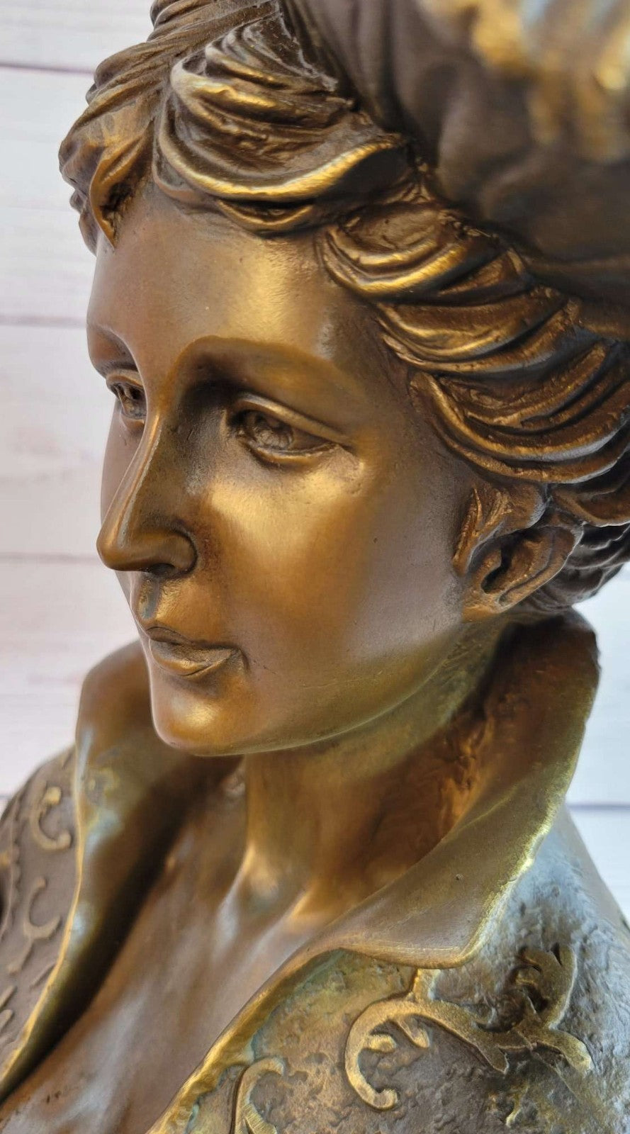 Bronze Bust of Victorian Edwardian Woman in Hat