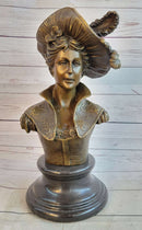 Bronze Bust of Victorian Edwardian Woman in Hat