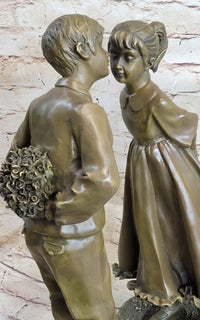 Young Romance Couple First Kiss Anniversary Wedding Bronze