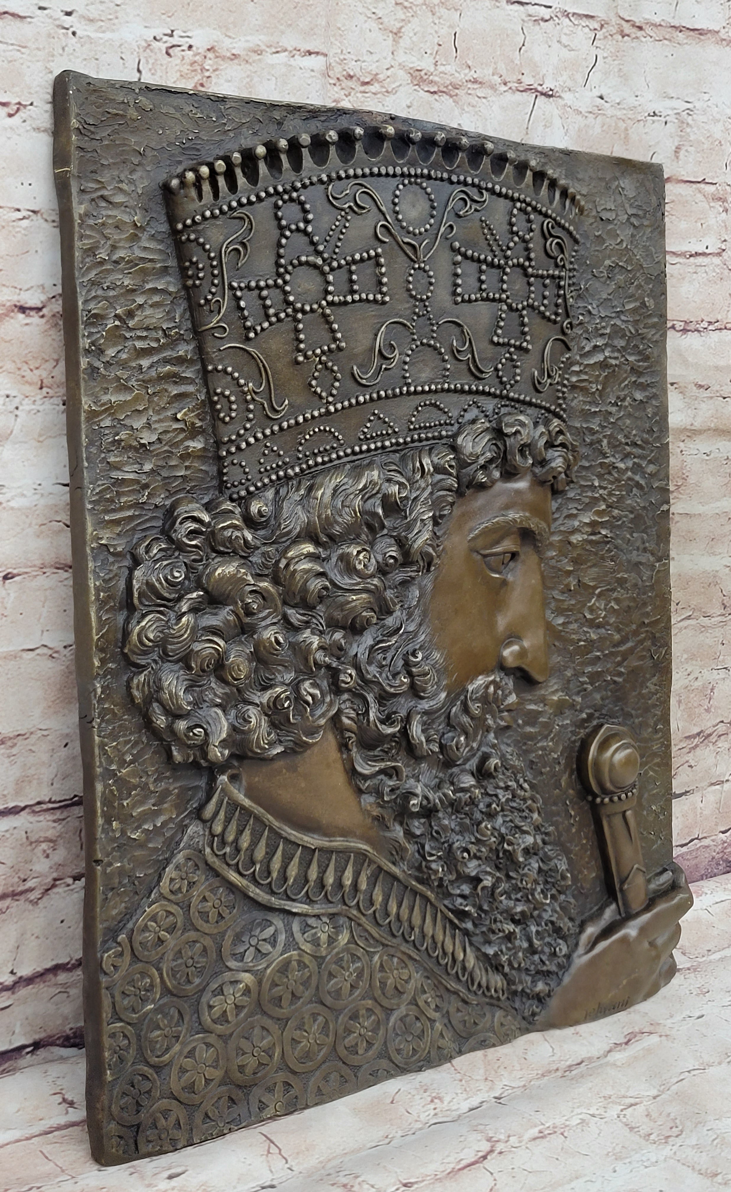 Cyrus The Great Persia Dynasty Wall Mount Bronze Sculpture Signed
