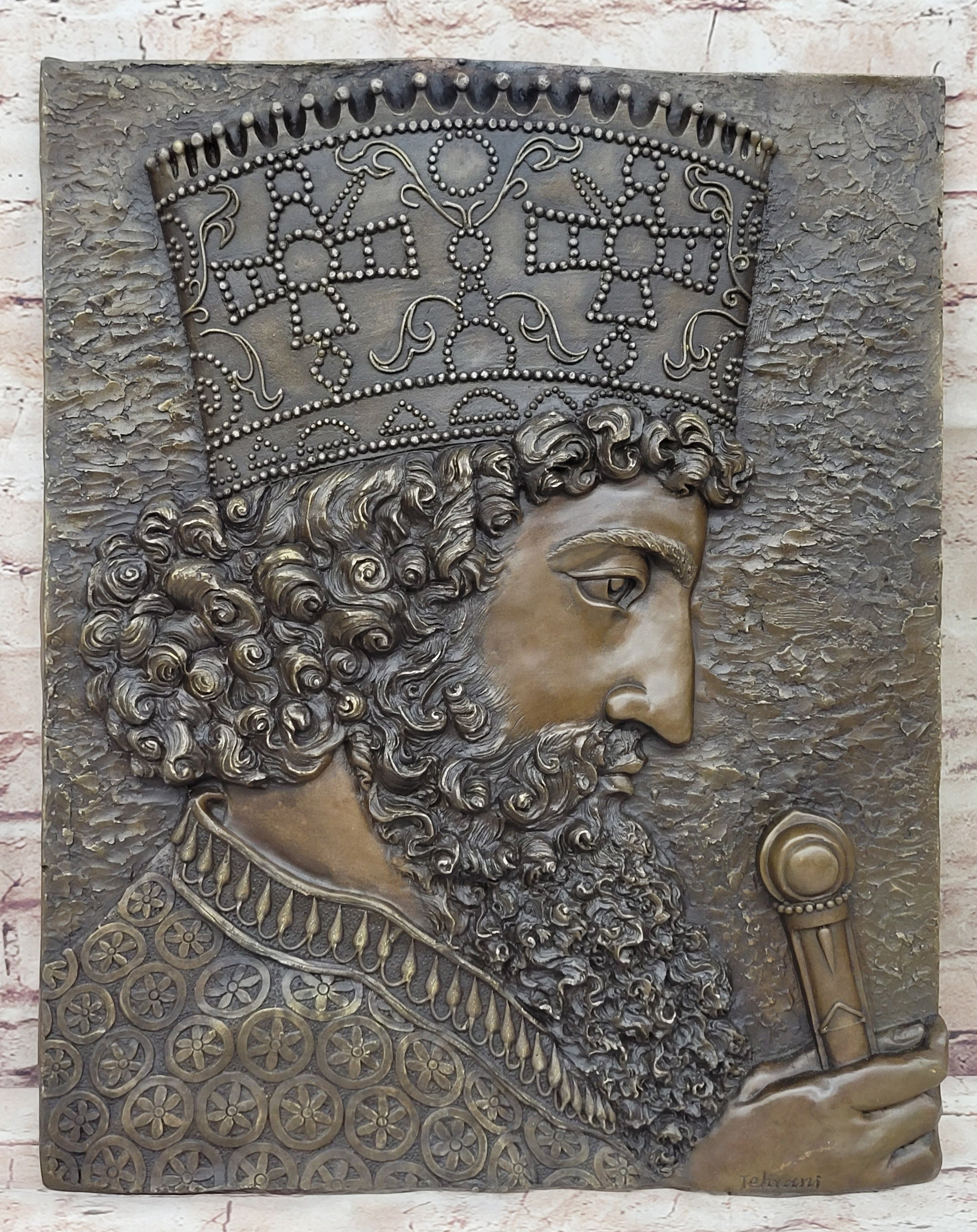 Cyrus The Great Persia Dynasty Wall Mount Bronze Sculpture Signed