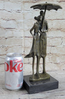 Signed Aldo Vitaleh Two Lovers in Rain Bronze Sculpture