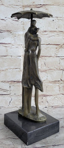 Signed Aldo Vitaleh Two Lovers in Rain Bronze Sculpture