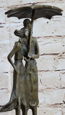 Signed Aldo Vitaleh Two Lovers in Rain Bronze Sculpture