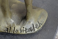 Signed Aldo Vitaleh Two Lovers in Rain Bronze Sculpture