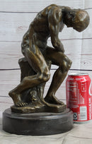 THE FALLEN MAN by Auguste Rodin - Bronze Statue Sculpture on Marble Base