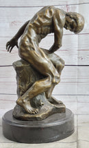 THE FALLEN MAN by Auguste Rodin - Bronze Statue Sculpture on Marble Base