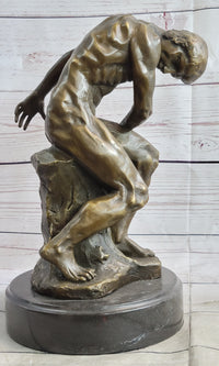 THE FALLEN MAN by Auguste Rodin - Bronze Statue Sculpture on Marble Base