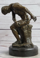 THE FALLEN MAN by Auguste Rodin - Bronze Statue Sculpture on Marble Base