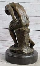 THE FALLEN MAN by Auguste Rodin - Bronze Statue Sculpture on Marble Base