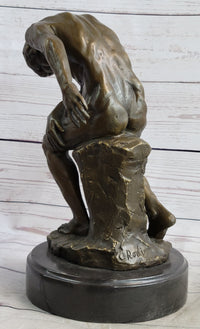 THE FALLEN MAN by Auguste Rodin - Bronze Statue Sculpture on Marble Base