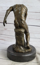 THE FALLEN MAN by Auguste Rodin - Bronze Statue Sculpture on Marble Base