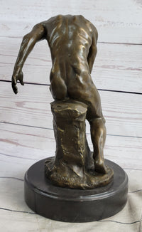 THE FALLEN MAN by Auguste Rodin - Bronze Statue Sculpture on Marble Base