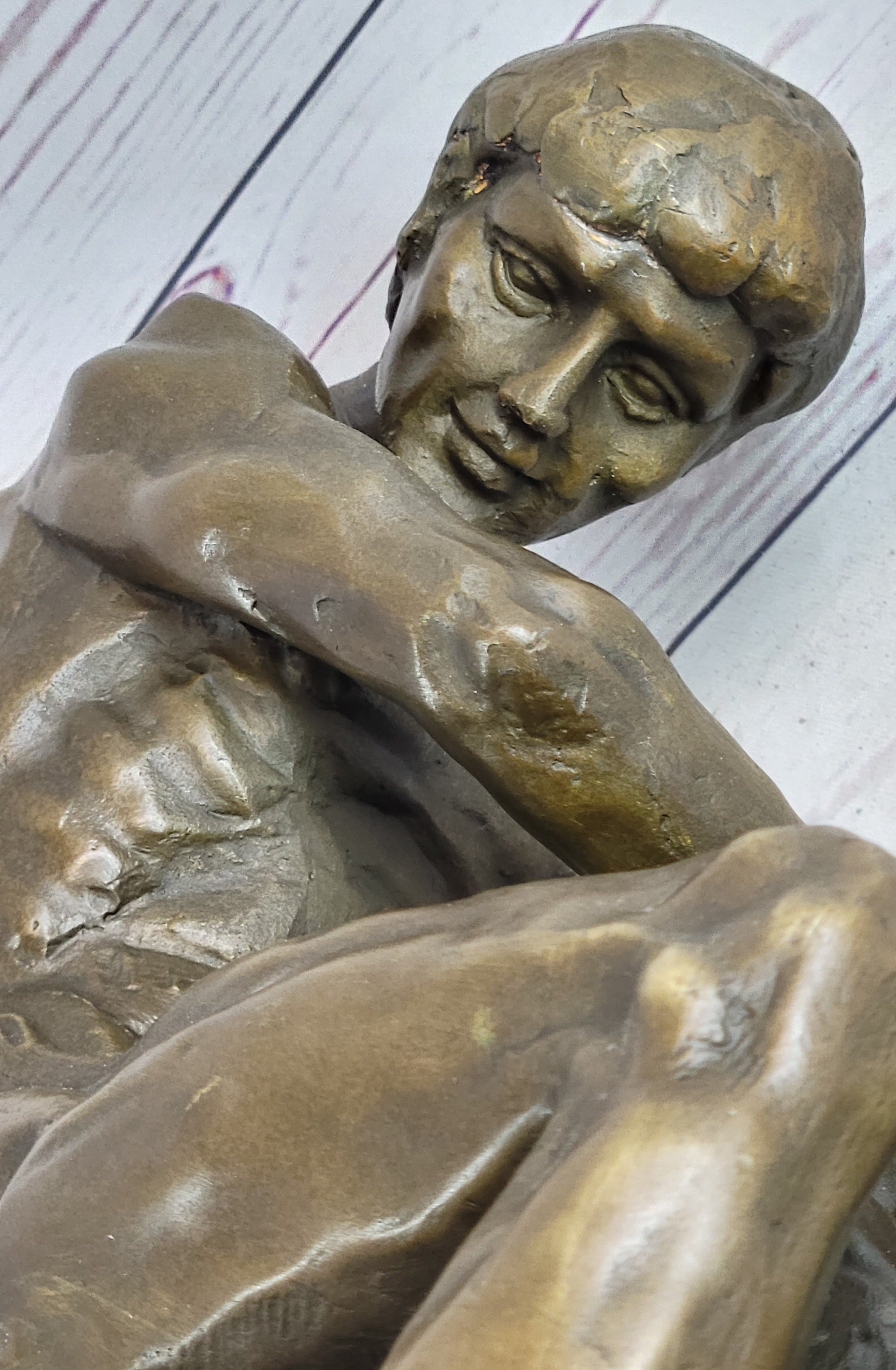 THE FALLEN MAN by Auguste Rodin - Bronze Statue Sculpture on Marble Base