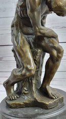 THE FALLEN MAN by Auguste Rodin - Bronze Statue Sculpture on Marble Base