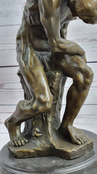 THE FALLEN MAN by Auguste Rodin - Bronze Statue Sculpture on Marble Base