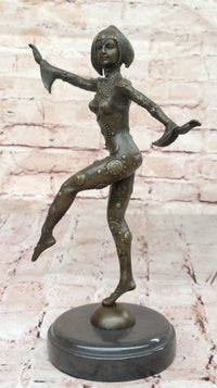 Chiparus Art Deco Bronze Dancer 12" x 9" Sculpture