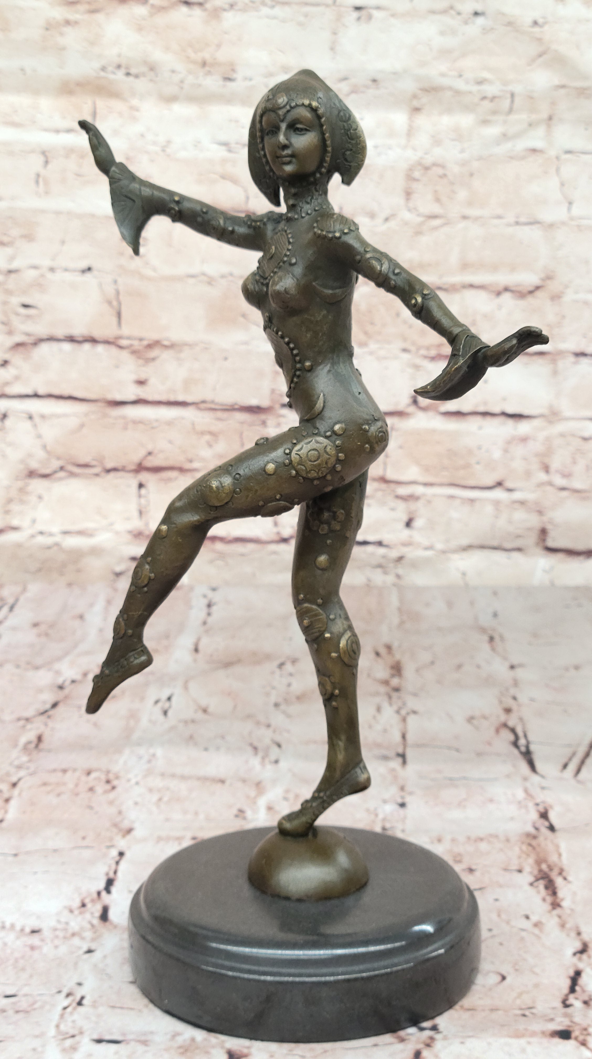 Chiparus Art Deco Bronze Dancer 12" x 9" Sculpture