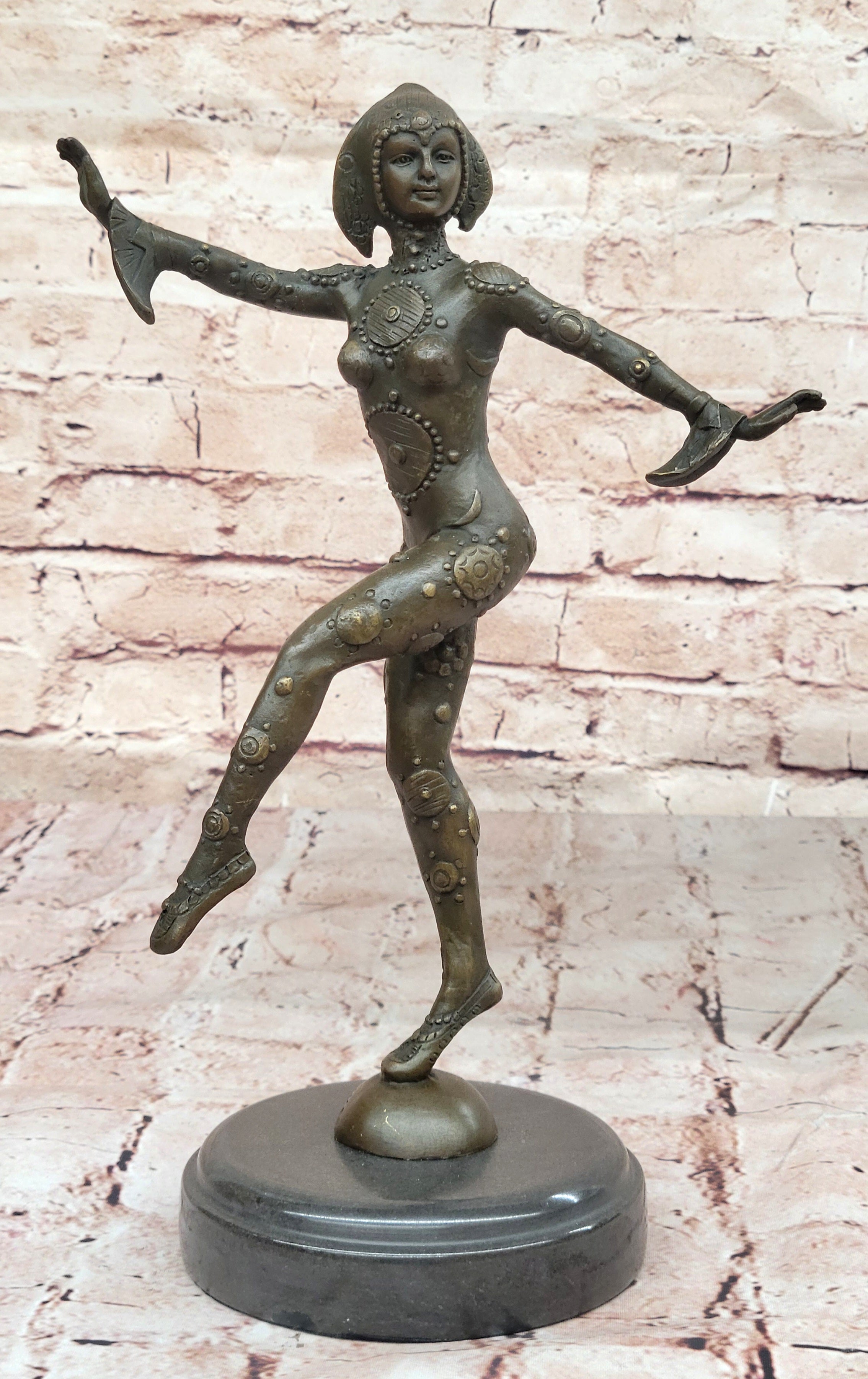 Chiparus Art Deco Bronze Dancer 12" x 9" Sculpture