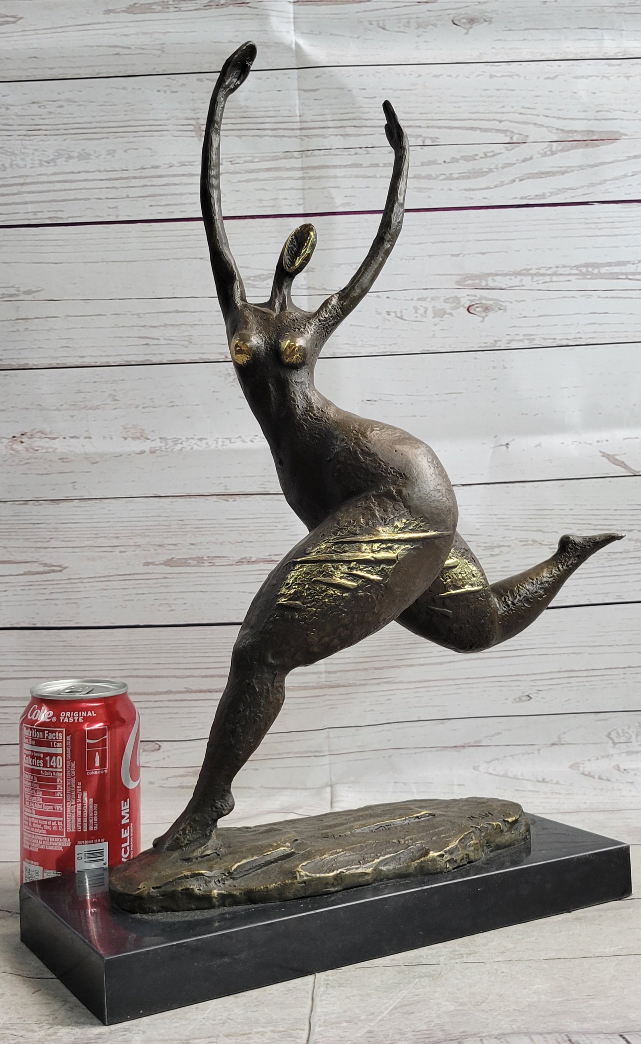 Bronze Original Nude Fertility Goddess Modern Art Abstract Sculpture Figure 19" x 12"
