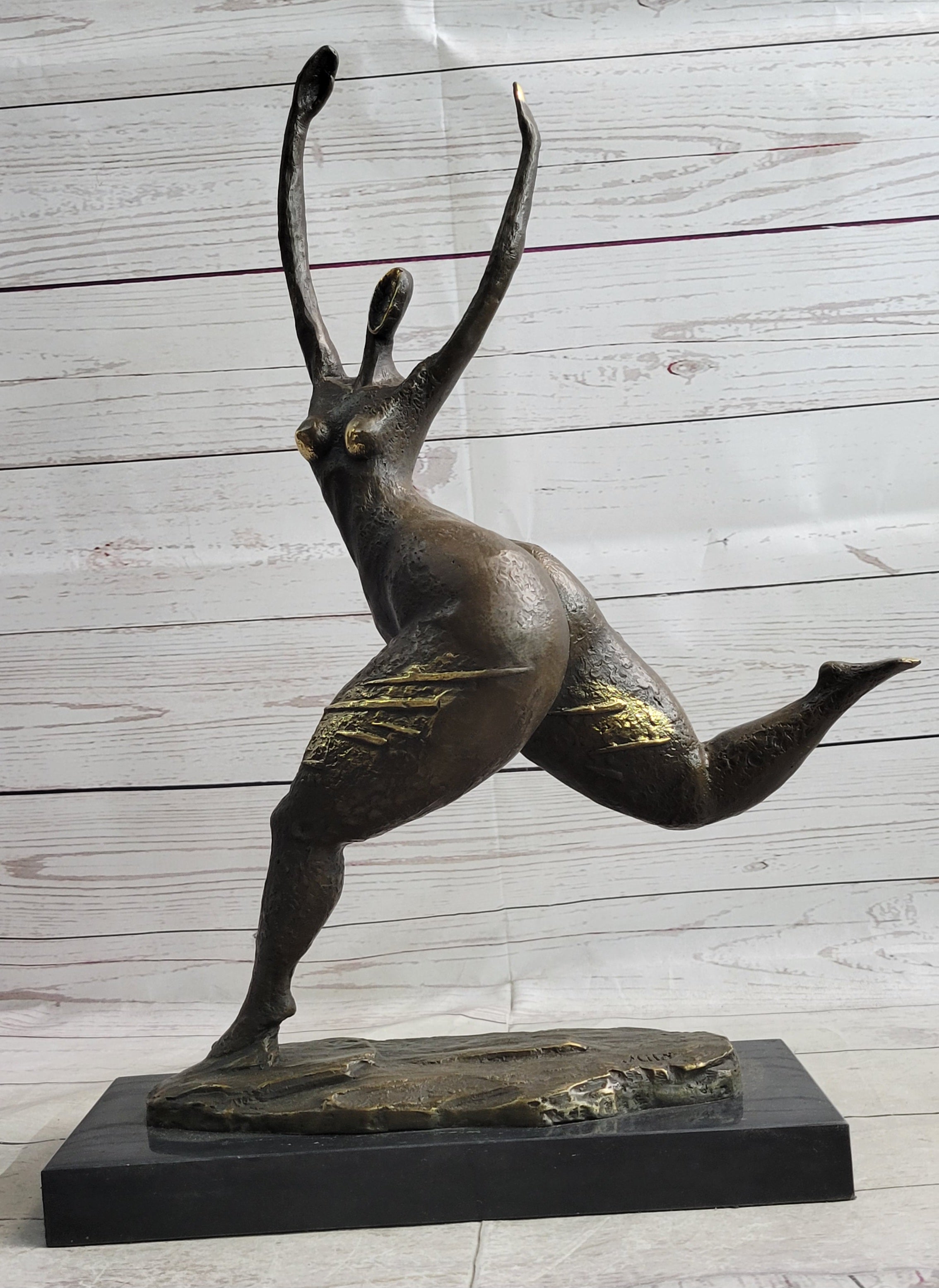Bronze Original Nude Fertility Goddess Modern Art Abstract Sculpture Figure 19" x 12"