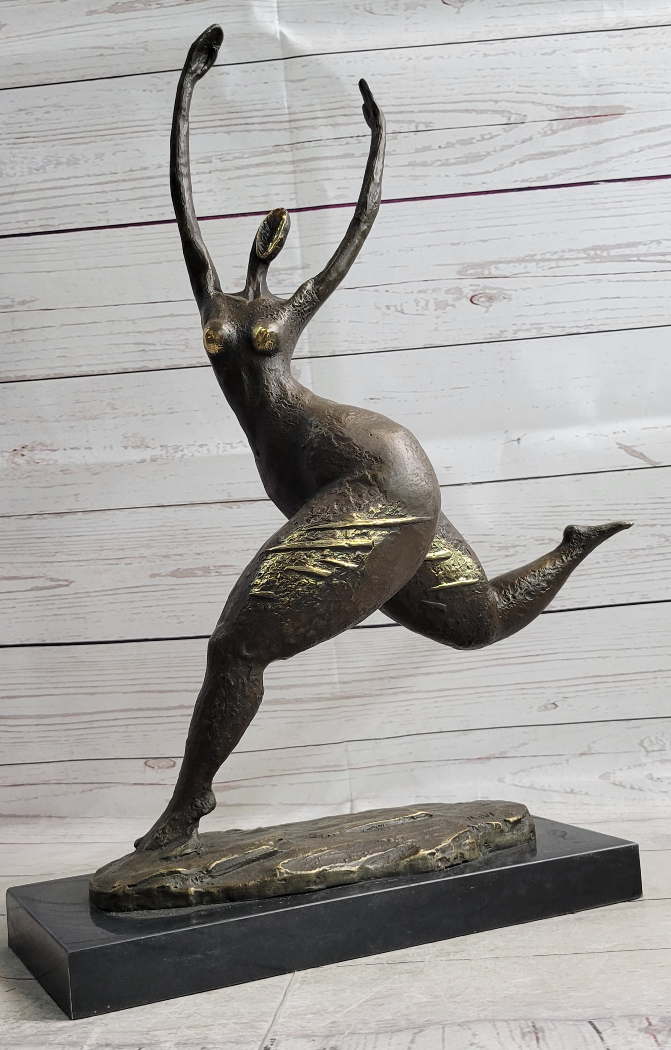 Bronze Original Nude Fertility Goddess Modern Art Abstract Sculpture Figure 19" x 12"