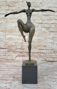 Signed Real Bronze Female Fertility Goddess Sculpture Abstract