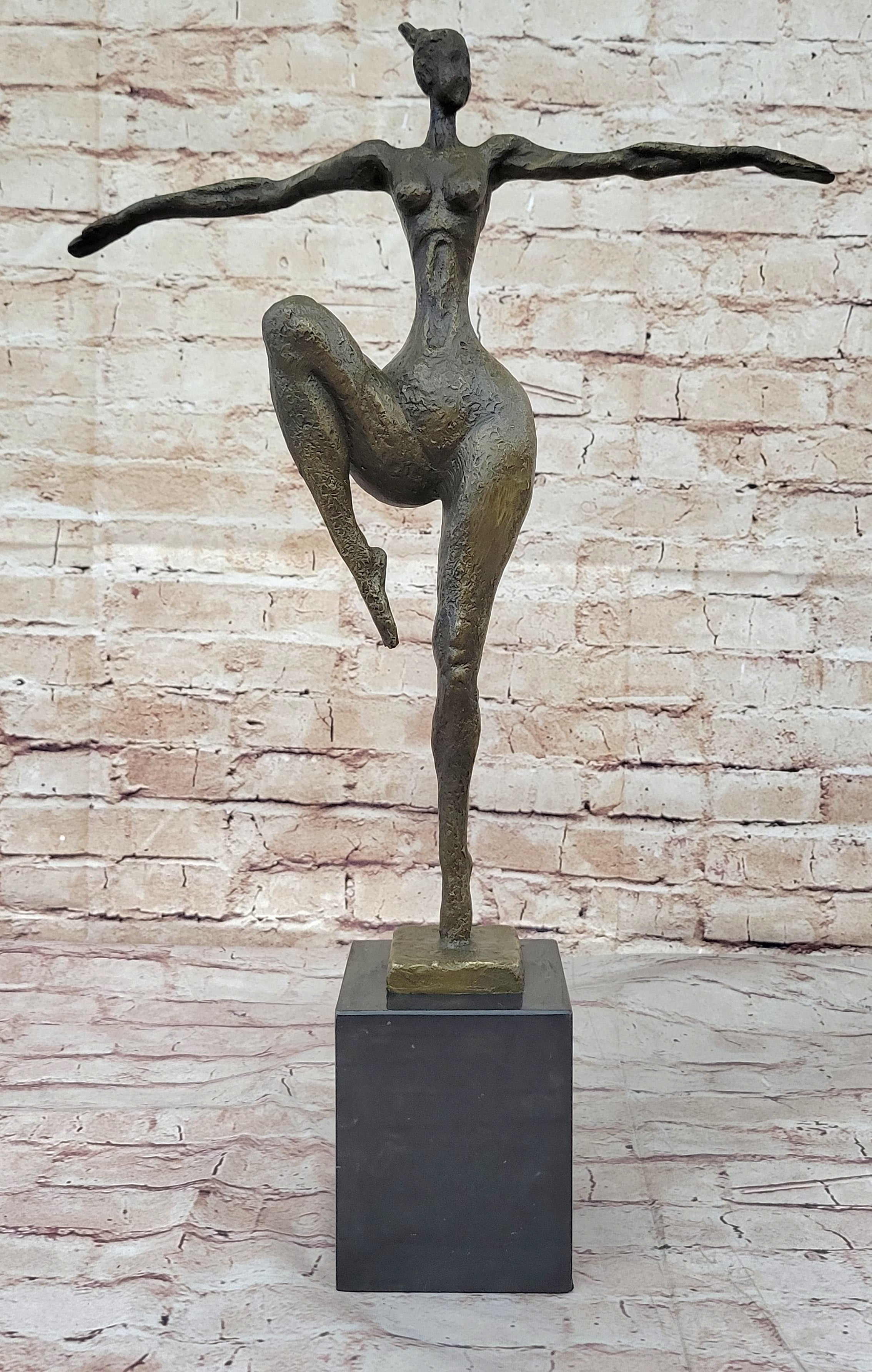 Signed Real Bronze Female Fertility Goddess Sculpture Abstract