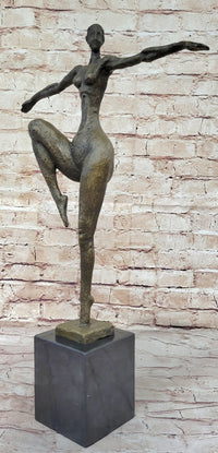 Signed Real Bronze Female Fertility Goddess Sculpture Abstract