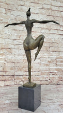 Signed Real Bronze Female Fertility Goddess Sculpture Abstract