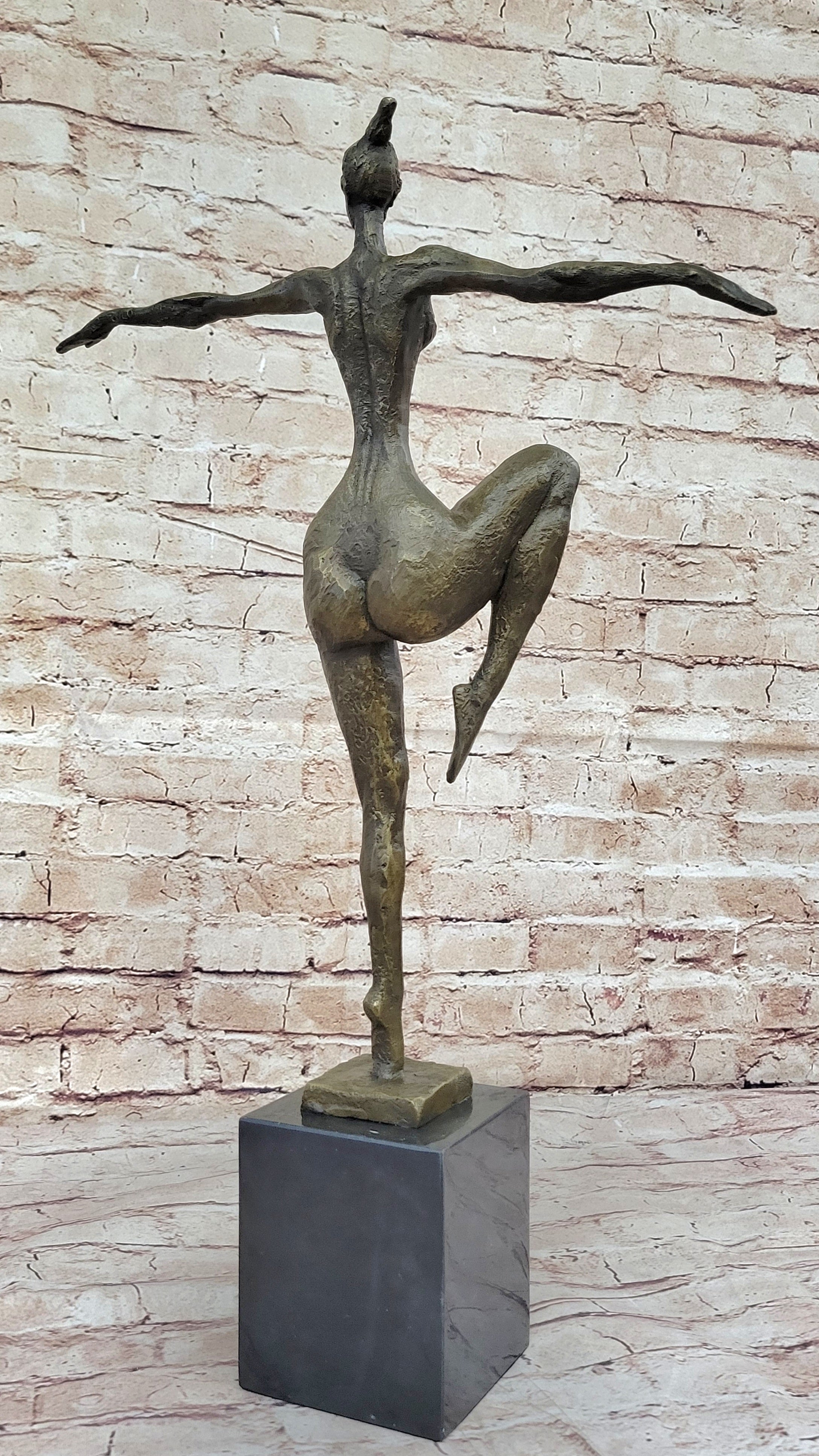 Signed Real Bronze Female Fertility Goddess Sculpture Abstract