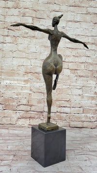 Signed Real Bronze Female Fertility Goddess Sculpture Abstract