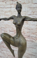 Signed Real Bronze Female Fertility Goddess Sculpture Abstract