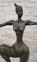 Signed Real Bronze Female Fertility Goddess Sculpture Abstract
