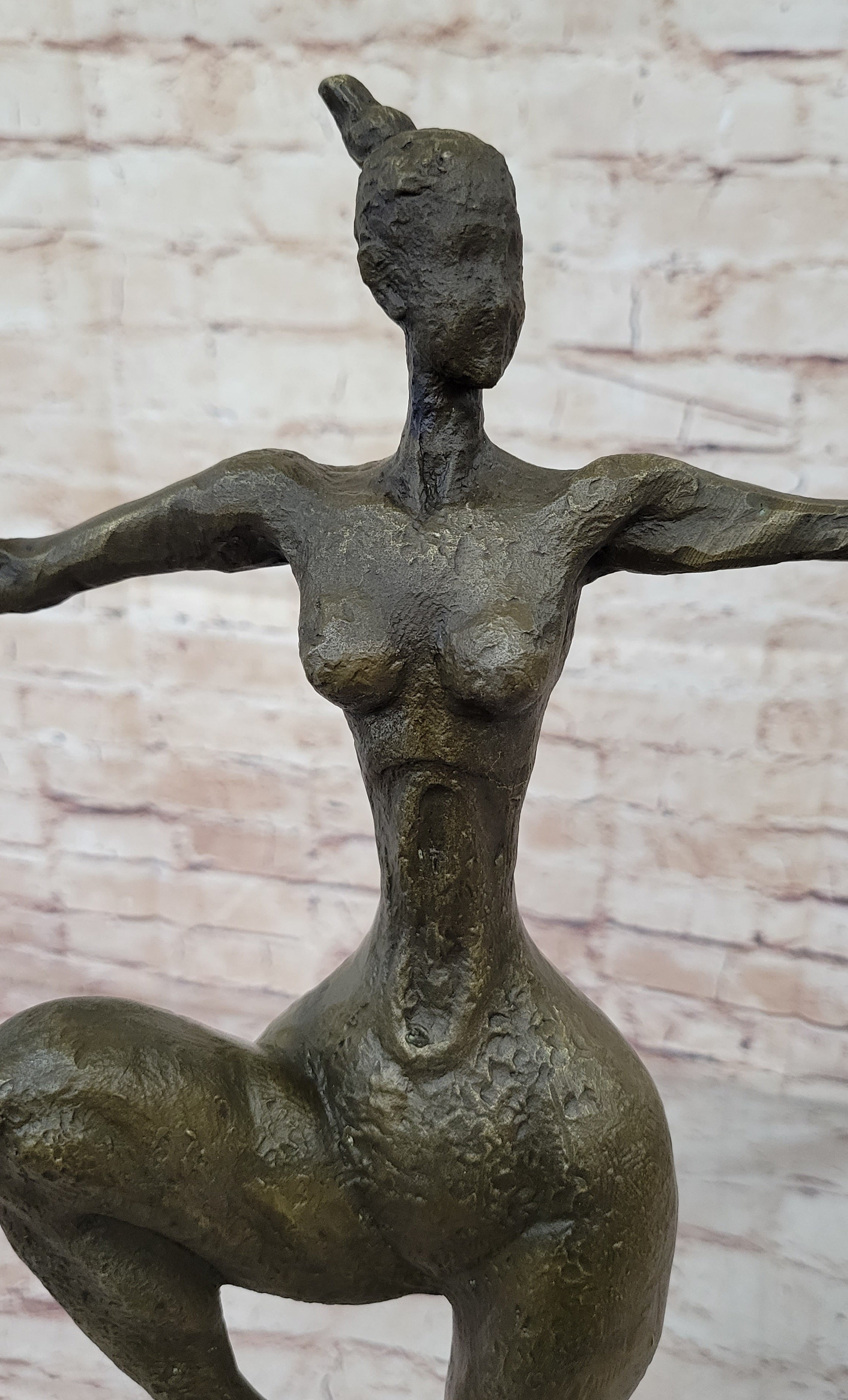 Signed Real Bronze Female Fertility Goddess Sculpture Abstract