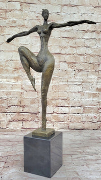 Signed Real Bronze Female Fertility Goddess Sculpture Abstract