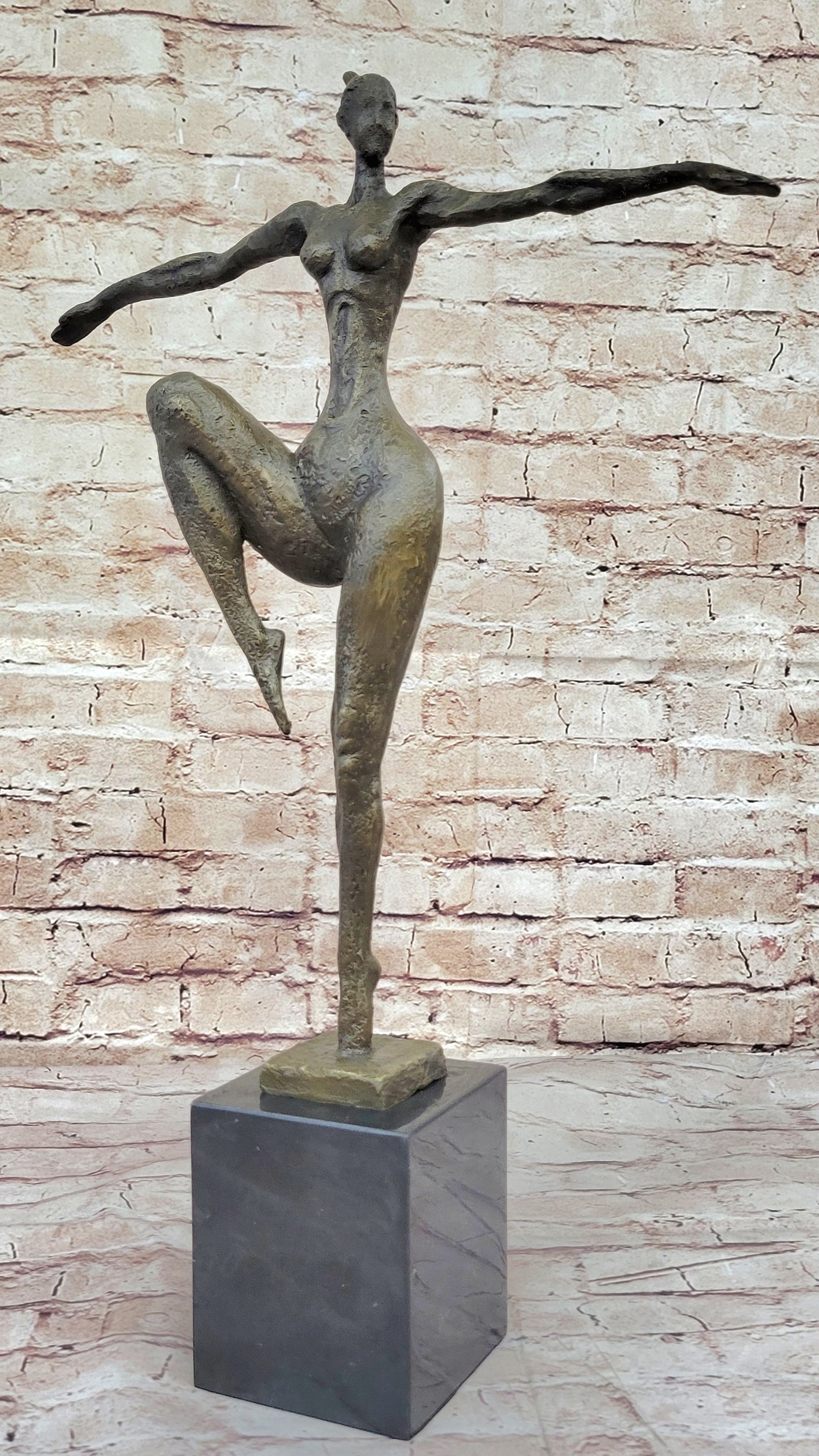 Signed Real Bronze Female Fertility Goddess Sculpture Abstract